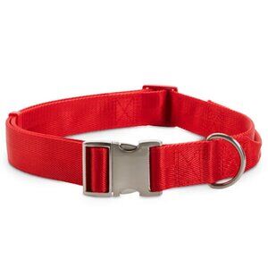 Dog Collar: Traffic Handle Double-Ply Snap Buckle Red Collar, 2XL/3XL